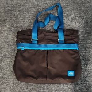 The North Face Brown Messenger Bag with Blue Accents